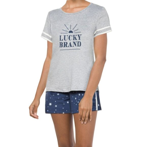 NWT Lucky Brand 2-Pc Ultra Soft T-Shirt and Shorts Lounge Pajama Set - Picture 1 of 4